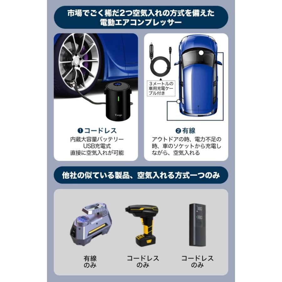 Tooge エアコンプレッサー 電動 空気入れ 電動エアコンプレッサー 電動エアポンプ 電動バイク 空気入れ 60s快速充填 自転車 自動車 スマイルlabo 通販 Yahoo ショッピング