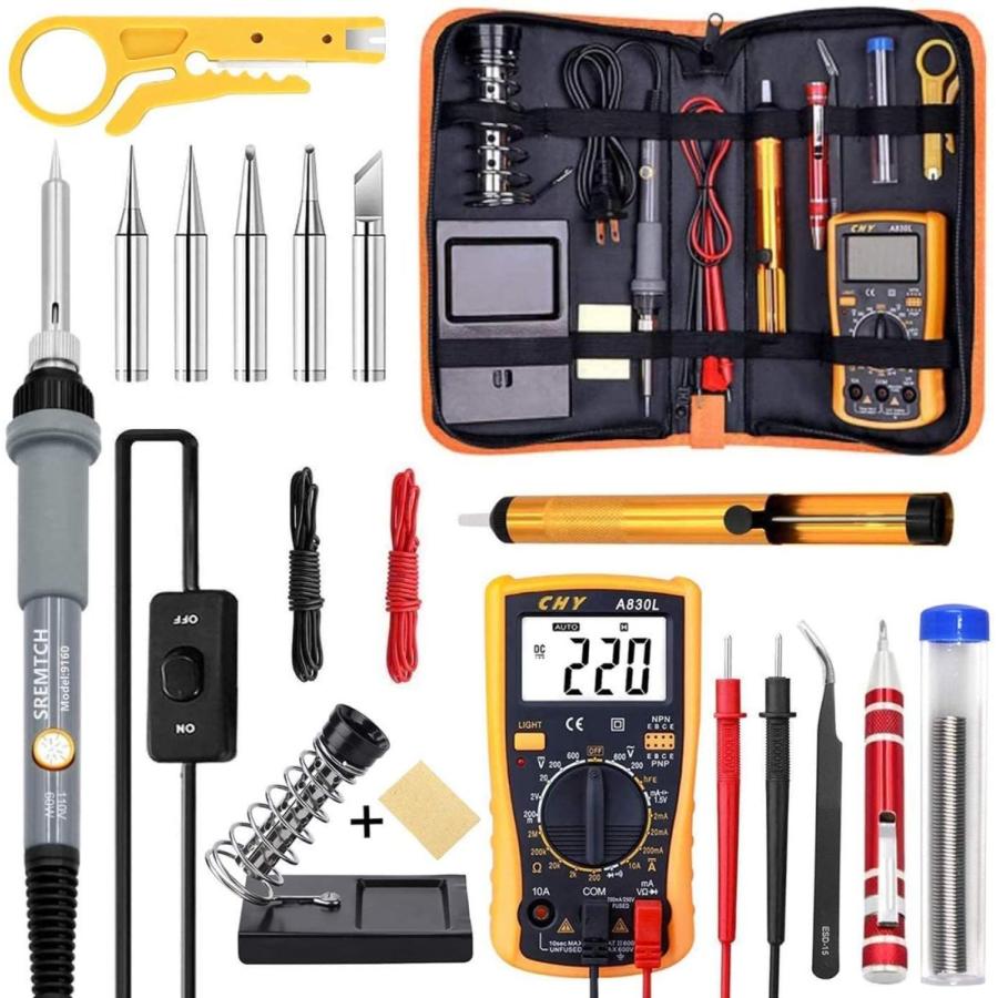 5周年記念イベントが はんだごてセット Sremtch 19 In 1 温度調節可 0 450 On Offスイッチ 60w デジタルマルチメーター ハン Organizacaosilveira Com Br