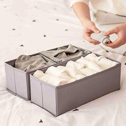 Aooyo アストロ 収納ボックス 2段 下着収納ボックス 引き出し収納用 折り畳み 布 2個セット 引き出し仕切り おしゃれ 小物 靴下 ネクタイ ケース