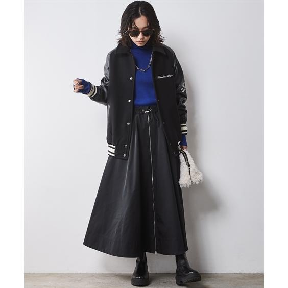SMILELAND スカート フロントジップフレアロングスカート シック SMILELAND スカート フロントジップフレアロングスカート シック