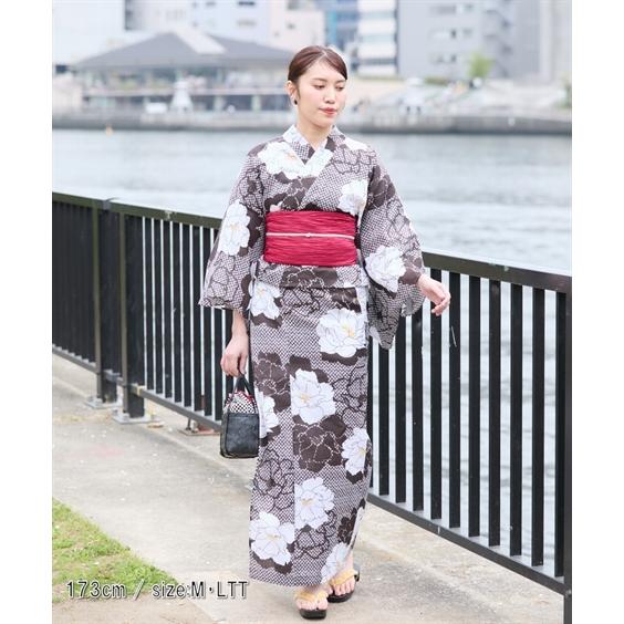 大きいサイズ レディース 浴衣・甚平 高身長 花柄浴衣セット