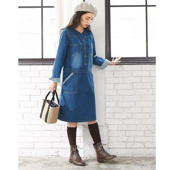 デニムワンピース 秋服 晩夏 ゆったり ラクチン 体形カバー 体形隠し L 10l 30代 40代 50代 送料無料 大きいサイズ レディース Zzy4i18d0080 Smileland Yahoo 店 通販 Yahoo ショッピング