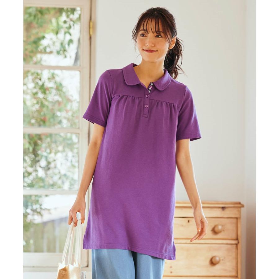 SMILELAND 吸汗速乾・UVカット半袖ポロチュニック ポロシャツ SMILELAND 吸汗速乾・UVカット半袖ポロチュニック ポロシャツ