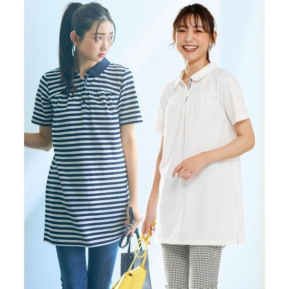 SMILELAND 吸汗速乾・UVカット半袖ポロチュニック ポロシャツ SMILELAND 吸汗速乾・UVカット半袖ポロチュニック ポロシャツ
