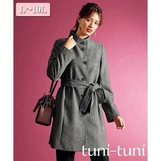 L 10l ウール混ヘリンボンスタンドカラーコート 共布ベルト付 アウター 大きなサイズ 30代 40代 50代 女性 秋 冬 送料無料 大きいサイズ レディース Zzy4i19e0013 Tuni Tuni Yahoo 店 通販 Yahoo ショッピング
