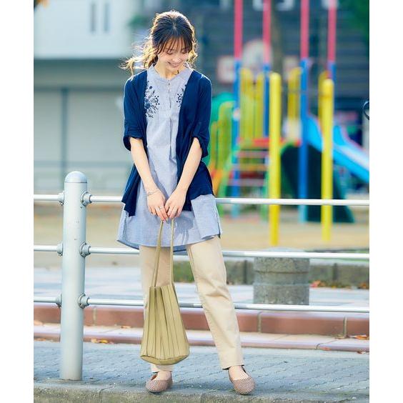 SMILELAND トップス 重ね着風カットソーチュニック(体型カバー SMILELAND トップス 重ね着風カットソーチュニック(体型カバー
