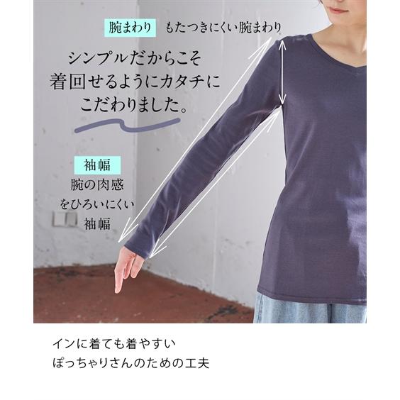 トップス 大きいサイズ 綿１００％ＶネックＴシャツ レディース シンプル 無地 重ね着 ベーシック 30代 40代 50代｜smile-land-by-nissen｜04