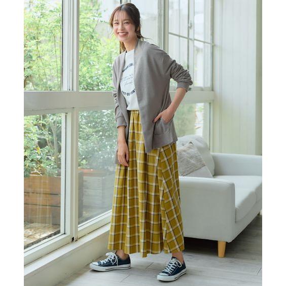 SMILELAND スカート 大きいサイズ 素材感あふれるチェック柄 SMILELAND スカート 大きいサイズ 素材感あふれるチェック柄