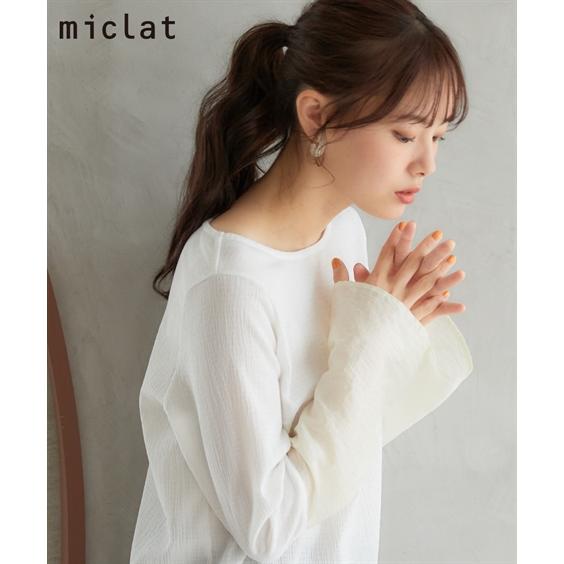 トップス 大きいサイズ　袖シアー切替ぷくぷくブラウス　miclat｜smile-land-by-nissen｜02