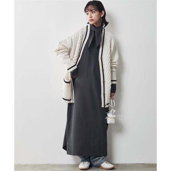 メル96394 Lサイズの1番スタイル SMILELAND 大きいサイズ レディース トップス アラン柄ライン入