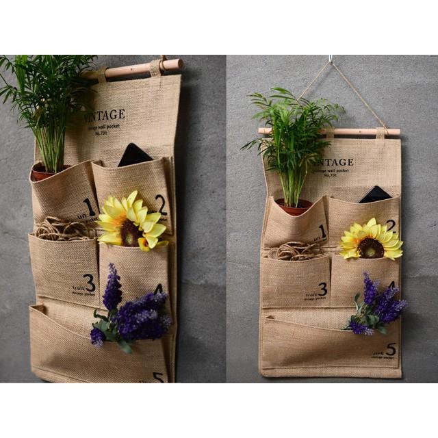 ヴィンテージ風 ウォールポケット 数字 / 壁掛け 5ポケット 生活 雑貨