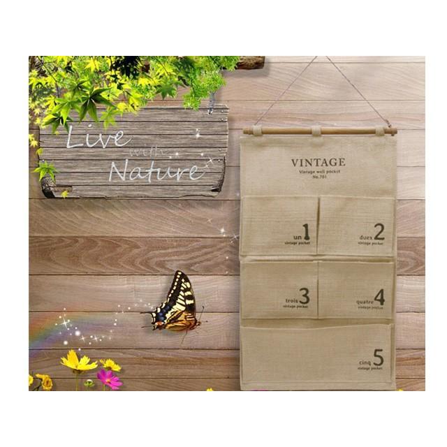 ヴィンテージ風 ウォールポケット 数字 / 壁掛け 5ポケット 生活 雑貨