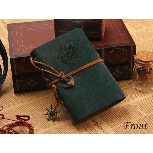 送料無料 海賊 風 アンティーク 手帳 4色 / レッド ブラウン ブラック