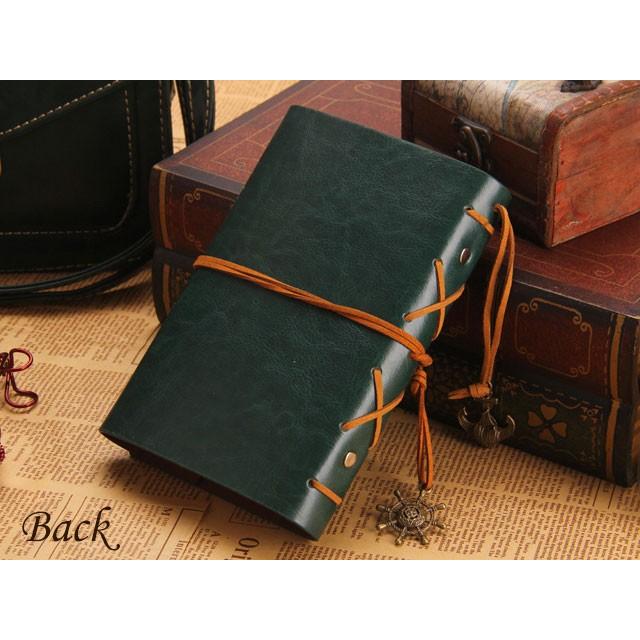 送料無料 海賊 風 アンティーク 手帳 4色 / レッド ブラウン ブラック