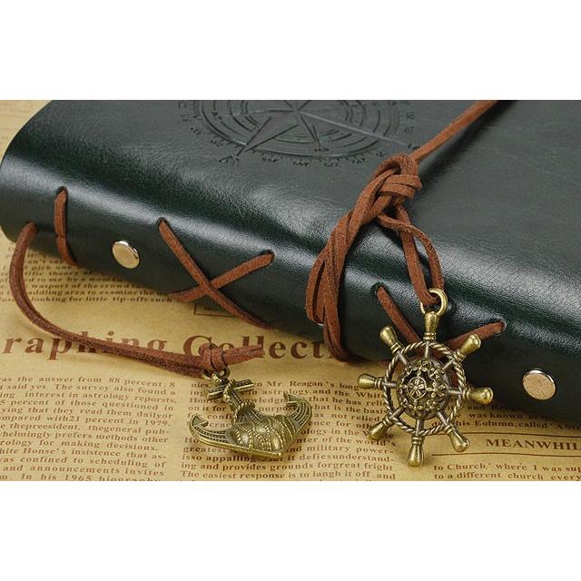 送料無料 海賊 風 アンティーク 手帳 4色 / レッド ブラウン ブラック