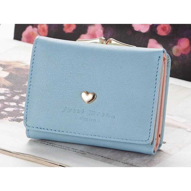 送料無料 ハート が ポイント がま口 ミニ財布 全4色 / パープル