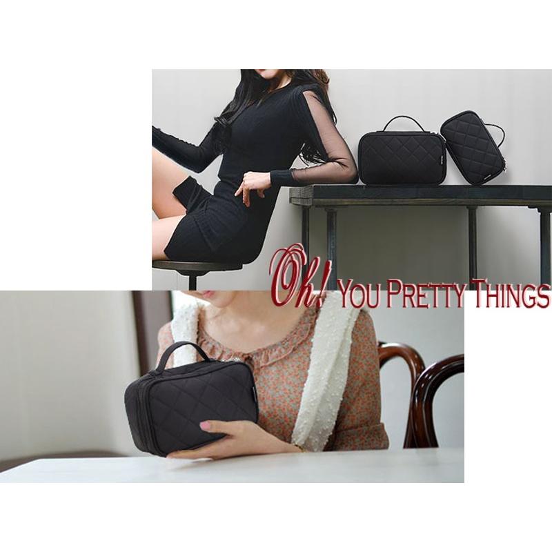 化粧 ポーチ ブラック / Mサイズ 大容量 コスメポーチ メイクポーチ