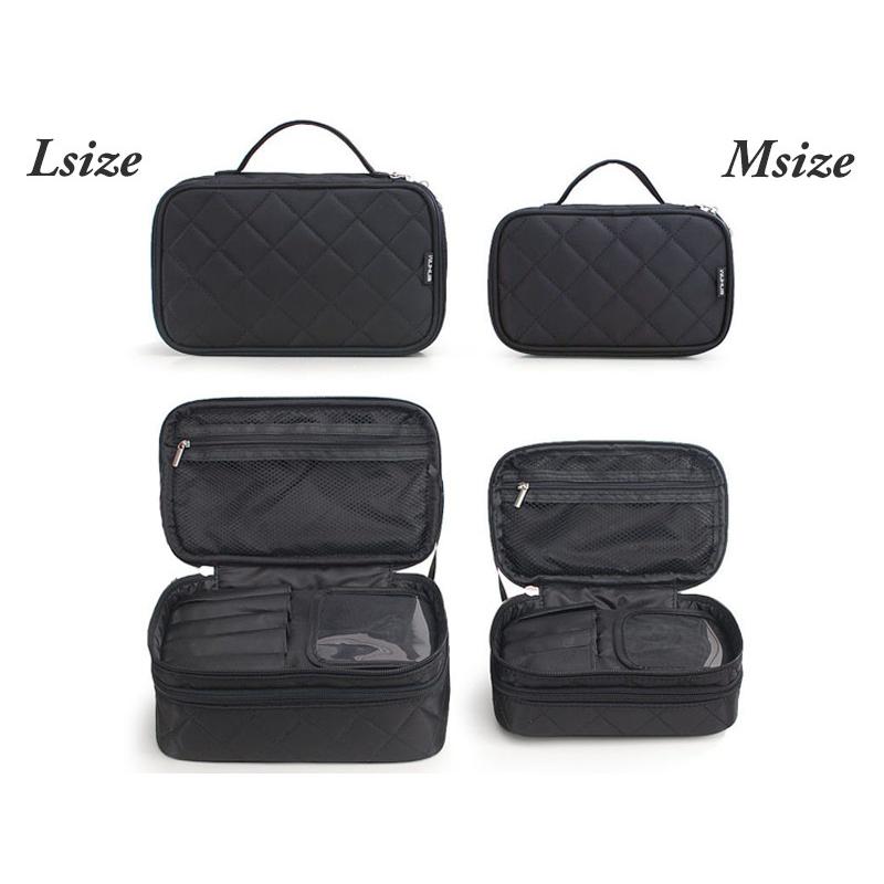 化粧 ポーチ ブラック / Lサイズ 旅行 出張 デイリー 普段使い 黒 大人