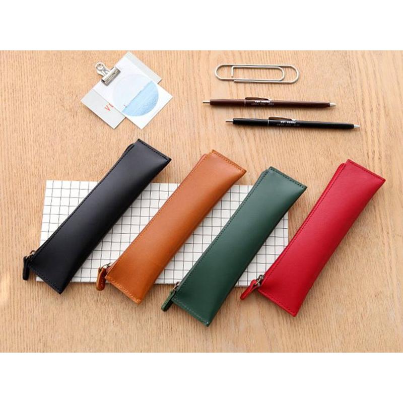 送料無料 ペンケース 革 スリム / レザー 文房具 雑貨 学生 社会人