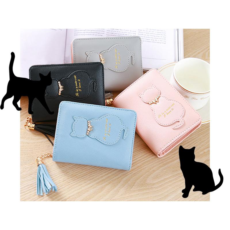 ねこ 二つ折り財布 タッセル付き / 財布 ミニ財布 ウォレット ねこ 二つ折り財布 タッセル付き / 財布 ミニ財布 ウォレット