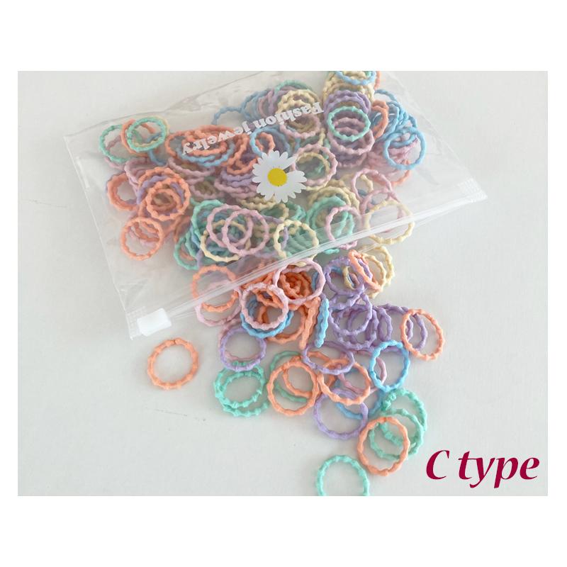 キッズ ウェーブ ヘアゴム 2cm 200本 収納袋 付き / ベビー 子ども