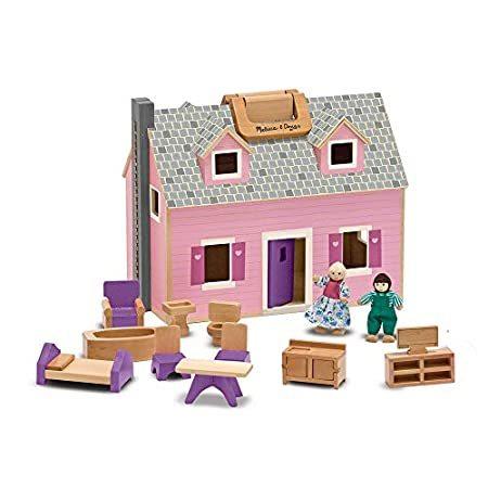 Melissa & Doug 折りたたみ式ドールハウス ドールハウス ドールハウス & ドール プレイセット 3歳以上 男の子や女の子へのギフトに