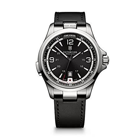 逆輸入 Victorinox スイスアーミー ナイトビジョンウォッチ ブラックダイヤル、ブラックレザーストラップ。 腕時計