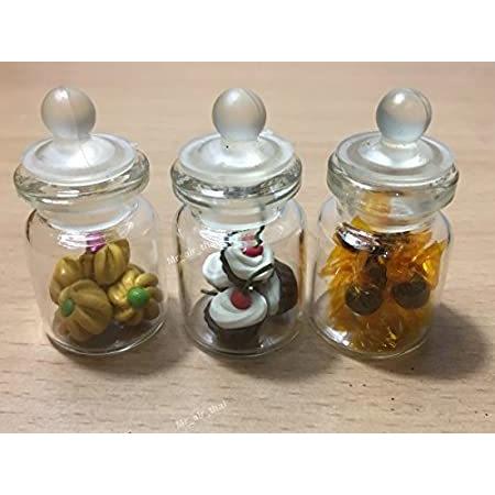 3pc Miniature Cookie Cake Food Candy Dollhouse Cake in Clear Glass Mini Bot