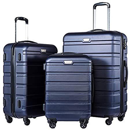高評価！COOLIFE スーツケース スピナー ハードシェル 軽量 TSAロック 4点セット, ネイビー2。, set