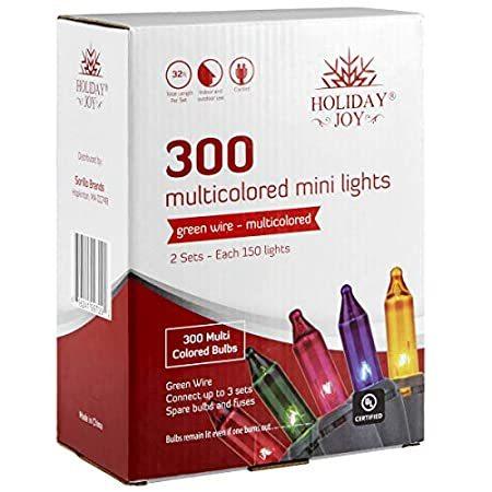 Holiday Joy(ホリデージョイ) 300個 マルチカラー グリーンワイヤー クリスマスツリーストリングライト 屋内/屋外(300個 マルチカラ