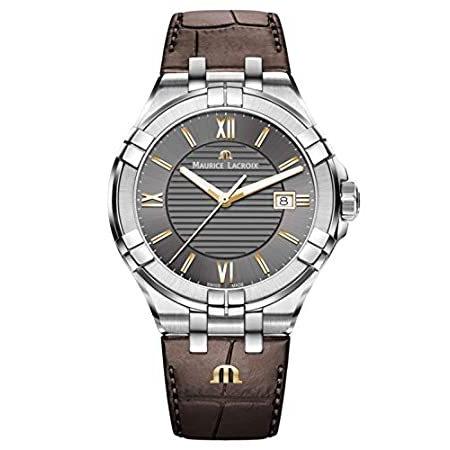 激安通販の Maurice (モデル:AI1 21.6 ブラウン レザーストラップ スイスクォーツウォッチ ステンレススチール Aikon メンズ Lacroix 腕時計