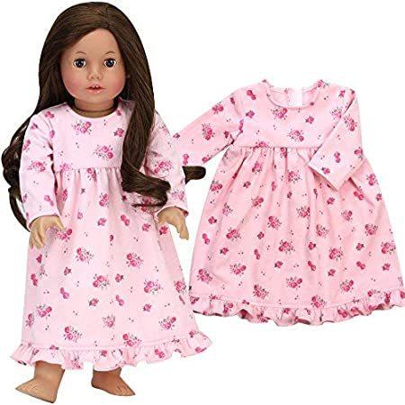 Sophia 18インチ人形用ナイトガウン アメリカンガールドールにフィット ピンク フローラルプリント ナイトガウン