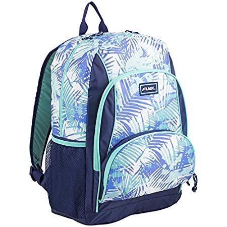 Fuel ガールズ マルチポケットバックパック テックコンパートメント付き, ターコイズ/ヤシの葉プリント, One Size