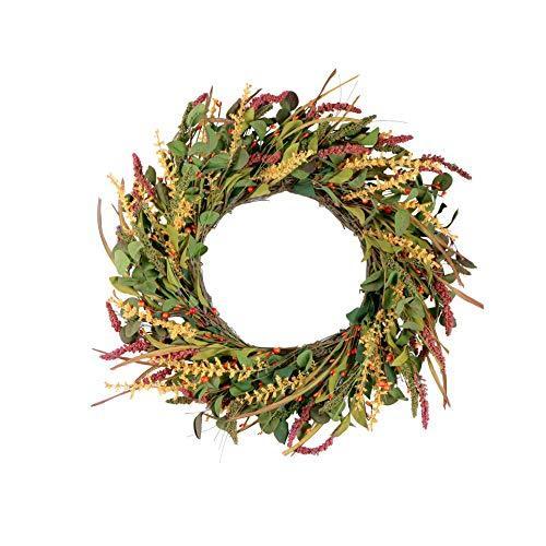 激安単価で 長い24インチの秋のリース シリアルリース 収穫されたゴールデンウィート耳リース 人工秋リース 珍しい World Of Heating De