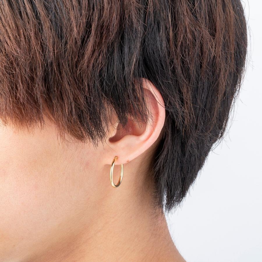 18金 フープピアス メンズ レディース 2mm×20mm K18 18K K18刻印