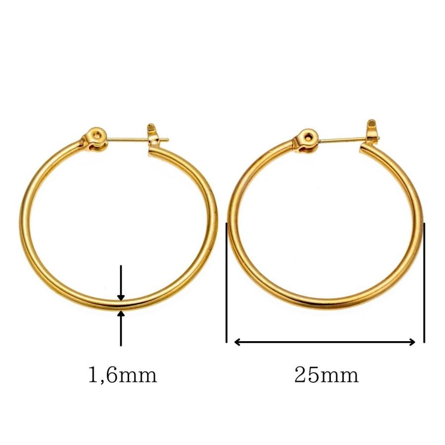 ポストのみ18金 フープピアス メンズ レディース 1,6mm×25mm K18 ポストのみ18金 フープピアス メンズ レディース 1,6mm×25mm K18