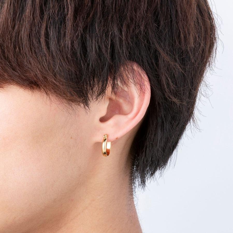 ポストのみ18金 フープピアス メンズ レディース 3mm×15mm K18 ポストのみ18金 フープピアス メンズ レディース 3mm×15mm K18