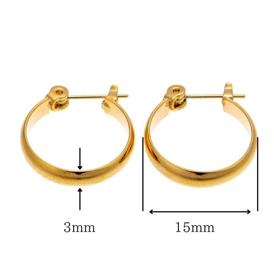 ポストのみ18金 フープピアス メンズ レディース 3mm×15mm K18 ポストのみ18金 フープピアス メンズ レディース 3mm×15mm K18