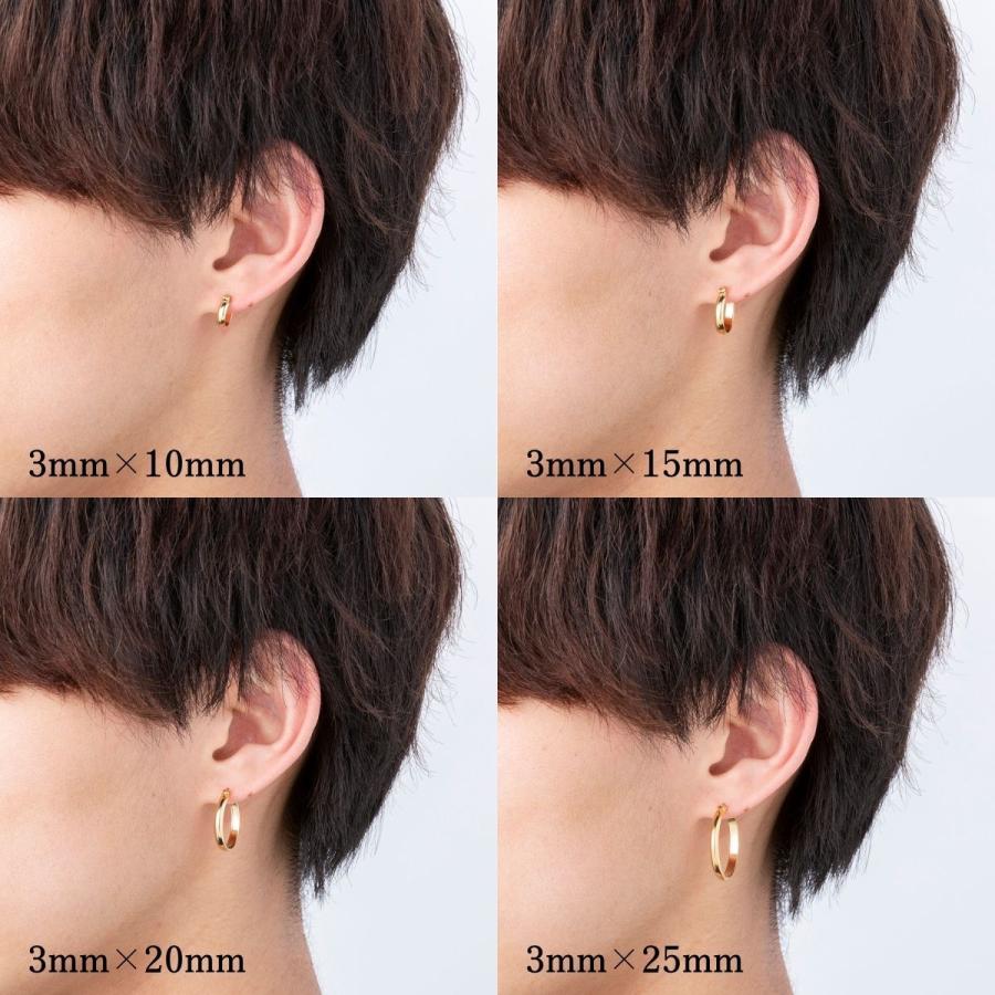 ポストのみ18金 フープピアス メンズ レディース 3mm×15mm K18 ポストのみ18金 フープピアス メンズ レディース 3mm×15mm K18