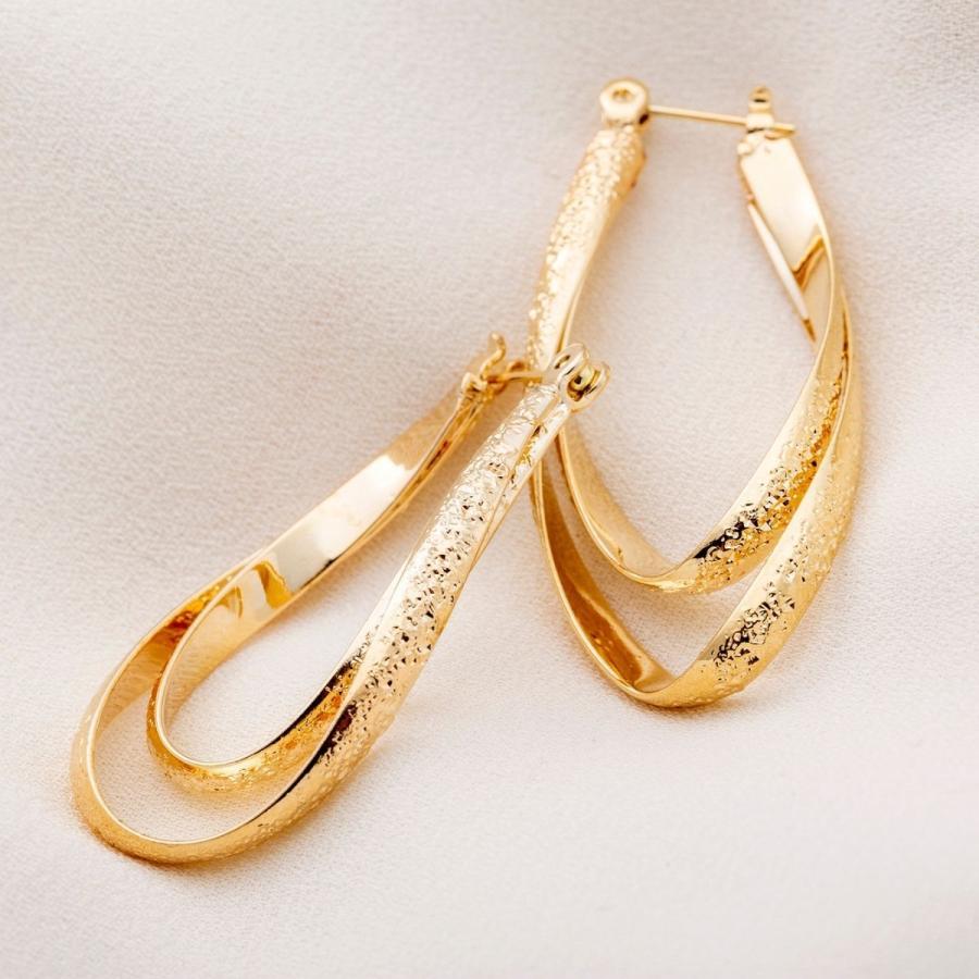 地金＊18金【ねじりフープピアス＊イエローゴールド】k18刻印入 日本製