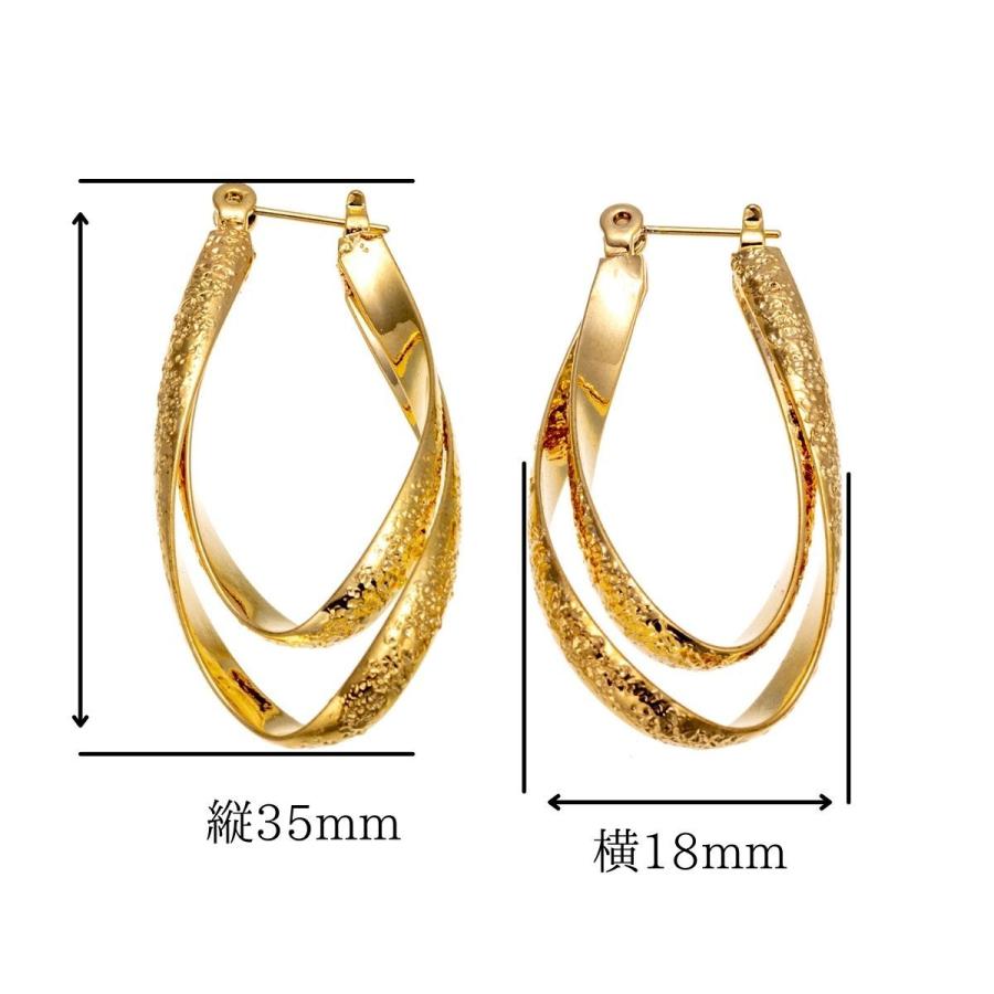 ポストのみ18金 2連フープピアス カット入 レディース K18 18K K18刻印