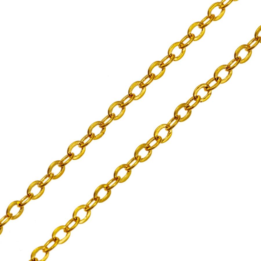 18金 メッキ あずき 小豆 チェーン ネックレス 45cm 18KGP イエロー