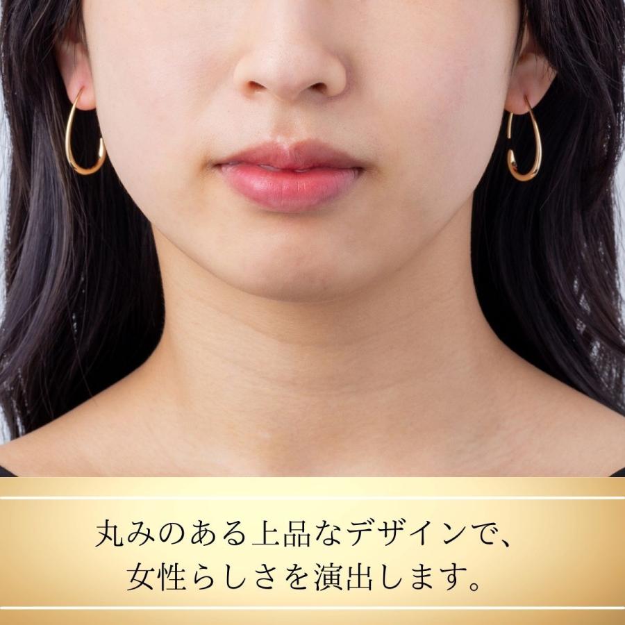 K18フープピアスドロップデザインピアス