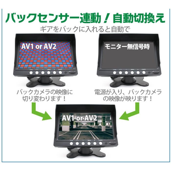 7インチ液晶バックカメラ モニター セット RCA 汎用 20mケーブル付