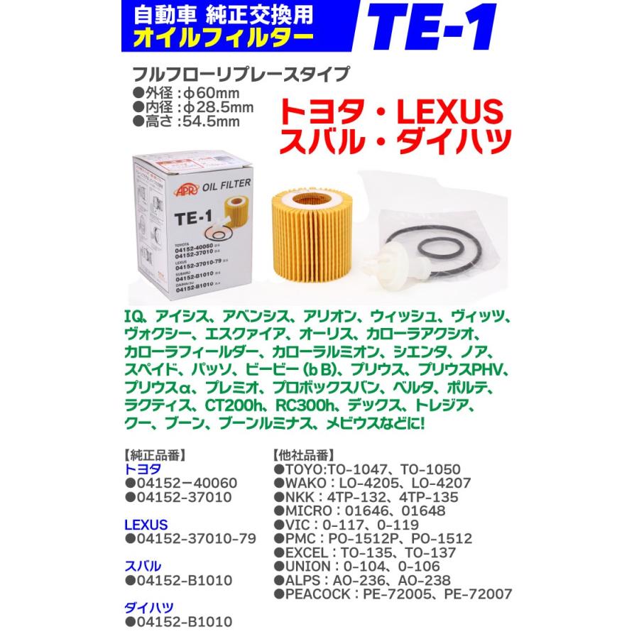 はるページ 10個セット】オイルフィルター TE-1 トヨタ LEXUS スバル ダイハツ