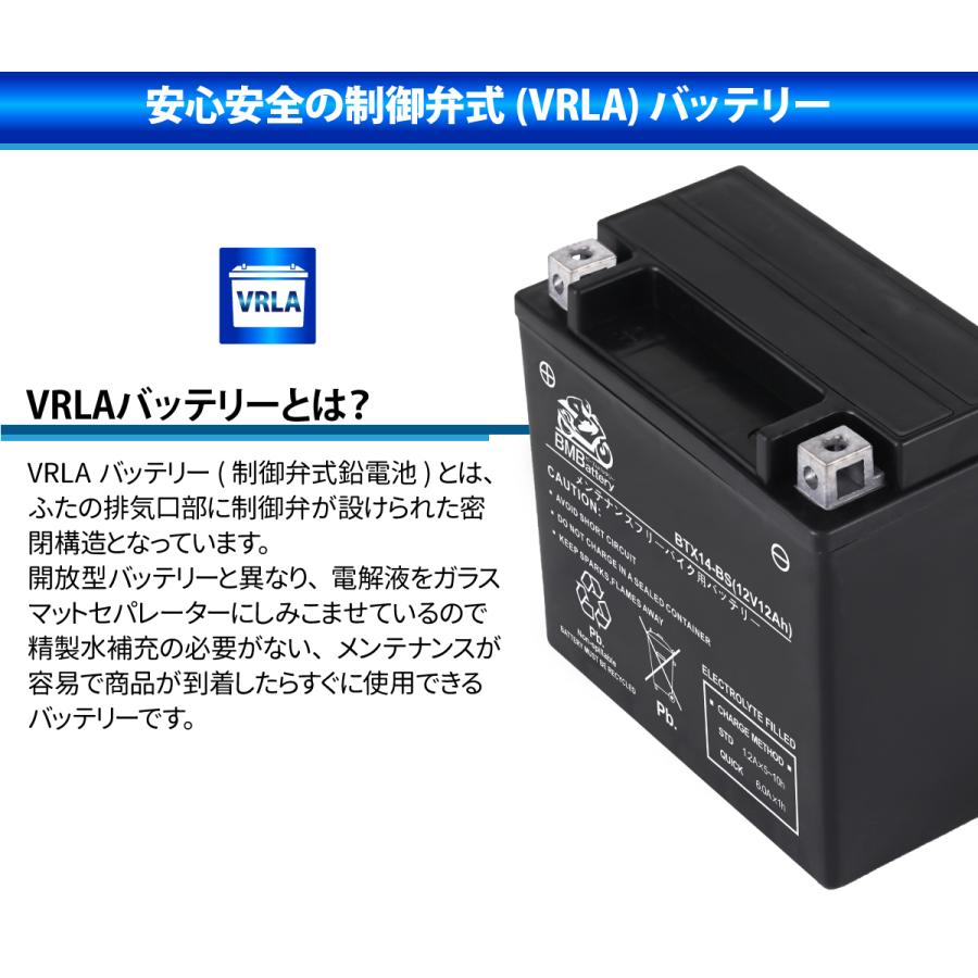 BMバッテリー バイクバッテリー BTR4A-BS 液入り充電済（互換：YTR4A