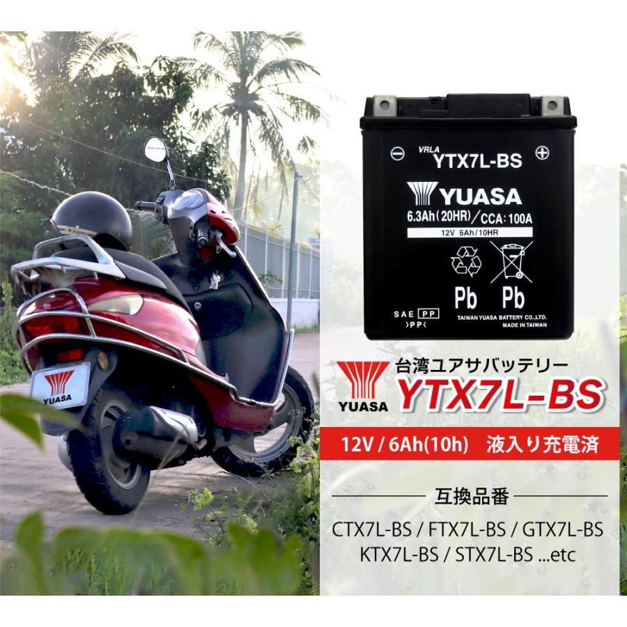 ヤマハTRY 超希少　しっかり整備しました　バッテリー　タイヤ新品 バイクバッテリー YTX7L-BS ユアサ 台湾YUASA 液入り充電済み ( 互換