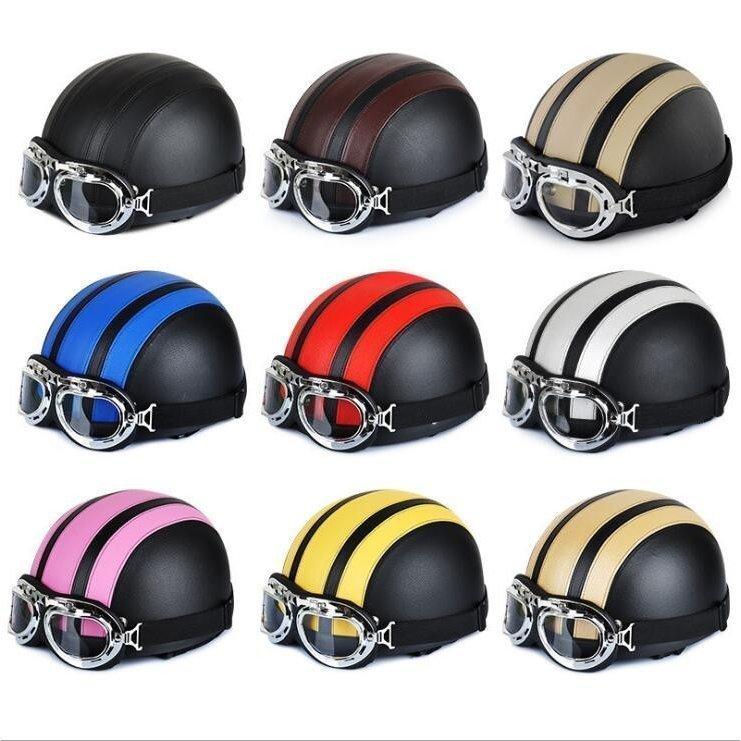 半キャップ ヘルメット 自転車 ゴーグル付 サイクリング メンズ レディース ロードバイク用 オートバイ用 スポーツ 通気性 大人用 軽量 女性 男性 おしゃれ
