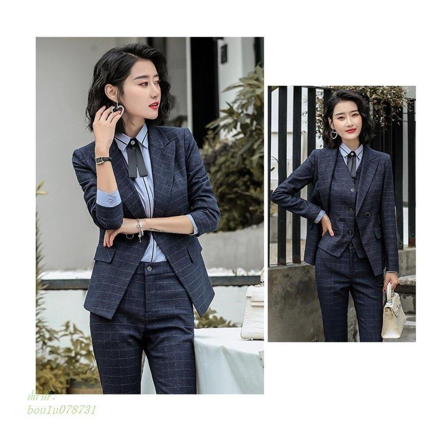 オンライン低価格 スーツレディース 4点セット パンツスーツ チェック柄 代30代40代50代 ベスト付き オフィス 通勤 セットアップフォーマル ビジネス 大人 大きいサイズ 上品 特別価格 販売 Www Superavila Com