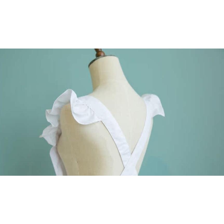 フリル エプロン バッククロスフリルいっぱい レディース カフェメイド